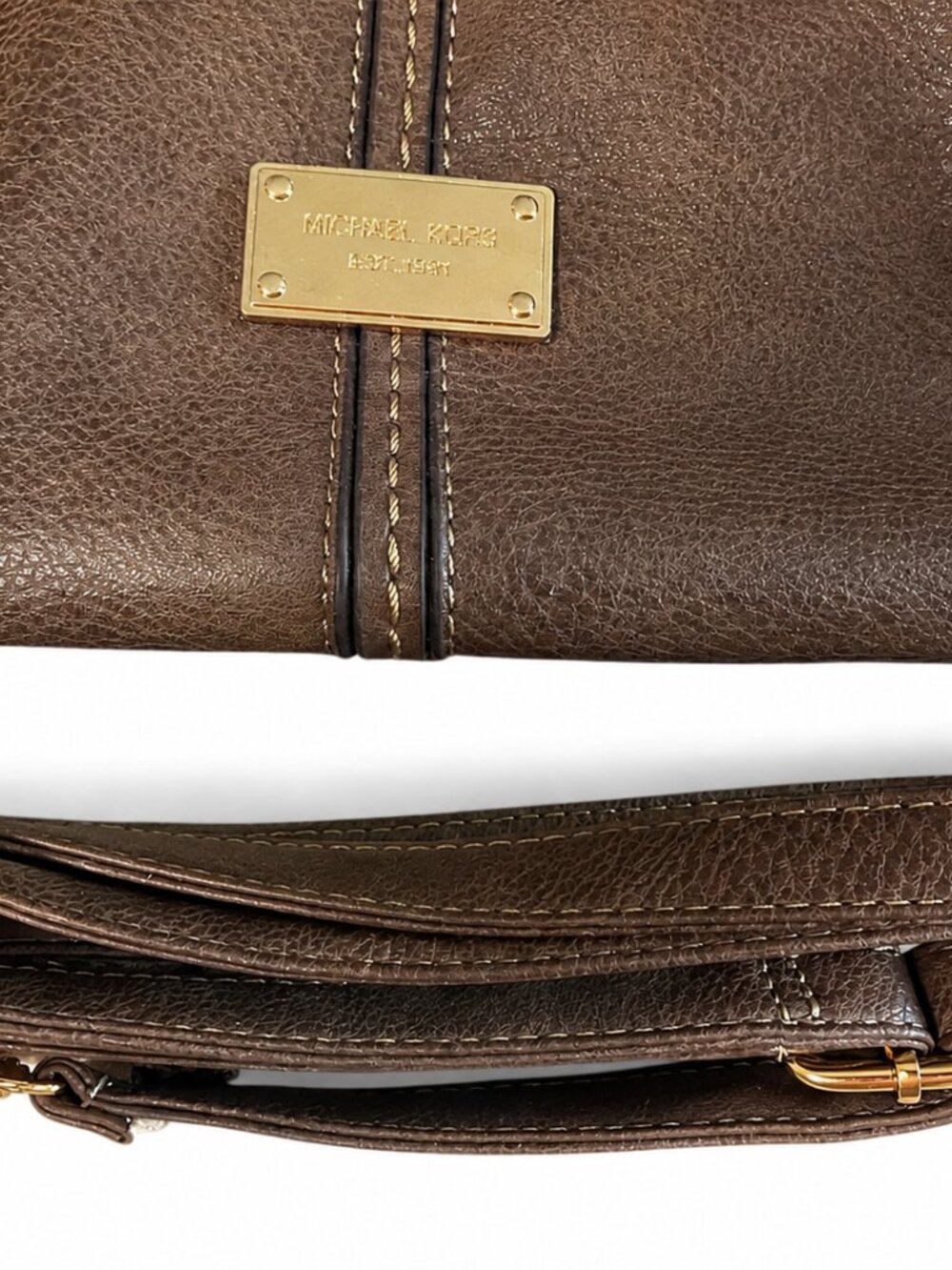 Vintage Michael Kors "Est. 1981" Pebbled Leather Hobo Shoulder Bag - Picture 5 of 7